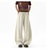 Pantalones de retazos plisados curvos deconstruidos estilo americano para hombre, delgados de verano, rectos, holgados, de seda helada, pierna ancha, secado rápido, informales