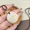 Colar de Prata Pura S990 para Mulheres com Palavras Auspiciosas Banhadas a Ouro, Paz e Alegria, Pingente Fivela da Paz para Homens, Colar com Pingente Versátil Vintage