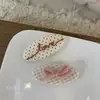 Novo Presilha de Cabelo Rosa Estilo Coreano Bordada de Bolinhas Tecido Infantil para Franja Lateral Acessório de Cabelo para Meninas