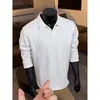 Camisa polo Henley de manga larga para hombre Cleanfit, adecuada para primavera y otoño, con un estilo retro americano, un corte holgado y un diseño de color liso