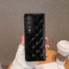 Funda plegable para Samsung Z Fold5, de piel brillante, con diseño rombal y bordado para mujer, ZFOLD4