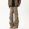 Pantalones de pierna ancha holgados y a la moda de estilo americano con pliegues pesados para hombre, pantalones casuales rectos y elegantes de primavera y otoño.