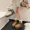 Botas de Nieve Antideslizantes de Suela Gruesa Forradas de Piel para Mujer Botines Cortos Acolchados de Felpa Cálidos de Invierno Nuevos Zapatos de Algodón