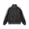 Chaqueta retro americana con estampado de leopardo y patchwork de rayas, cuello alto, una prenda exterior moderna y holgada para hombres y mujeres, perfecta para parejas y fácil de combinar con cualquier atuendo.
