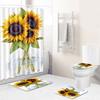 Flores Románticas Alfombra Antideslizante para Baño Transfronteriza Cortina de Ducha de Tres Piezas Alfombra Juego de Cuatro Piezas en stock Cabello