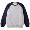 Promoção camiseta de manga comprida estudantil masculina e feminina design sense nicho cor contrastante Raglan solta suéter primavera e outono camisa básica