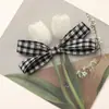 Estilo Princesa Doce Tecido Xadrez Claro Laço DIY Elástico de Cabelo Faixa de Cabeça Presilha Lateral Bolsa Sapato Flor Acessórios