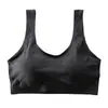 Top de tubo para el pecho con agujeros transpirables de seda de hielo sin costuras, espalda de belleza en forma de U, anti-exposición, color liso, sujetador deportivo simple para mujer