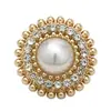 Botones Redondos de Flor de Metal, Suéter de Cachemira de Alta Gama, Botones para Ropa de Abrigo de Piel para Mujer, Botones con Forma de Flor de Perla Incrustados con Diamantes