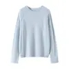Estilo perezoso~Suéter de punto de cachemira con cuello redondo para mujer, nuevo para otoño e invierno, manga larga, suéter holgado, estilo básico, top versátil