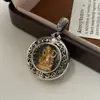 Colar com Pingente Retrô Antigo Vazado em Prata de Lei S925 Pingente Prata Tailandesa Moda Retrô Joias Personalizadas Moda Versátil