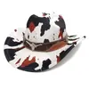 Sombrero de Lana con Estampado de Vaca y Accesorios de Cabeza de Vaca, Sombrero de Vaquero Occidental, Sombrero de Sol con Estampado de Leopardo Europeo y Americano, Sombrero de Jazz Retro
