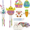 Conjunto de Sino de Vento Infantil Transfronteiriço Sino de Vento Rotativo 3D Madeira Criativa DIY Pintura Páscoa Pingente Decorativo de Madeira