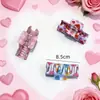 Presilha Quadrada de Coração Doce com Padrão de Coração Colorido Presilha de Rabo de Cavalo Moda Europeia e Americana Acessórios de Cabelo para Festa de Dia dos Namorados Venda por Atacado