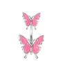 Piercing de Umbigo Barra de Aço Inoxidável para Mulheres, Opções de Cor Rosa, Joia de Piercing de Umbigo Cravejada com Zircônia, Preço de Fábrica Atacado