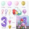 Coluna de grande número de princesa de sereia de cabelo vermelho transfronteiriço Shell roxo terno de número de aniversário infantil balão de filme de alumínio