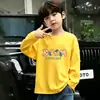 Camiseta de Manga Larga con Cuello Redondo de Dibujos Animados para Niño, Primavera y Otoño, para Niños Mayores, 100% Algodón Puro, Ropa Transpirable para Niños