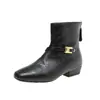 Otoño 2026 Nuevo Estilo Coreano de Moda Botines Tendencia Retro Elegante Hebilla Metálica Plisados Adelgazantes Tacón Alto Botas Adelgazantes