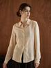 Liquidación26 Camisa de Lino Puro para Mujer Otoño, Estilo Relajado Old Money, de Botones, Camisa Minimalista con Acabado Brillante