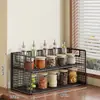 Prateleira de temperos multifuncional para bancada de cozinha, armazenamento doméstico de óleo, sal, molho e vinagre, organizador de utensílios de cozinha de várias camadas, um item indispensável