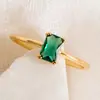 Joyería Jiuqin Temu Comercio Electrónico Transfronterizo Venta Caliente Cuadrado Verde Multicolor Circonita Anillo para Mujer Joyería de Boda