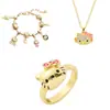 Conjunto DIY Hellokitty: Pulseira, Anel, Colar Cravejado com Diamantes, Itens Decorativos, Em Estoque Transfronteiriço, Lote Pequeno