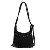 Bolso de Axila Estilo Denim de Nicho para Mujer Otoño 2025 Nuevo Bolso de Hombro Cruzado Bolso con Borlas Retro Bohemio