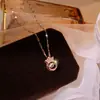Collar de Corona Chapado en Oro Real de Acero de Titanio para Mujer Colgante de Temperamento Simple y Vibrante Diamante Brillante Cadena para Clavícula Corazón Palpitante