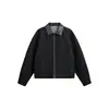 RESPÓNDEME Chaqueta de mezclilla cruda desgastada de moda retro americana para hombre con solapa de PU W527