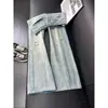 Jeans rectos de estilo retro americano con estampado de olas azul claro, unisex, con un diseño de pierna ancha y fluido, corte holgado, y disponibles en estilo para pareja para uso casual; al por mayor