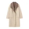 Abrigo Largo de Cuero y Piel Doble Cara para Mujer Otoño e Invierno con Solapas Grandes, Chaqueta de Ante Sintético con Piel Sintética, Transmisión en Vivo Transfronteriza