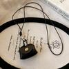 Bolsa de Couro para Troca de Fones de Ouvido Colar para Pendurar no Pescoço Outono e Inverno Simples Sensação Avançada Corrente de Lã Moda Retrô Joia Personalizada