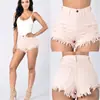 Pantalones Cortos de Mezclilla Delgados Rasgados de Marca Independiente Transfronteriza para Mujer, Jeans de Verano de Cintura Alta Adelgazantes