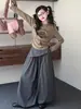 Conjunto de dos piezas para niña estilo coreano de dibujos animados, camiseta de manga larga y pantalones anchos, nuevo atuendo casual de otoño moderno para niños mayores