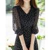 Vestido Negro Pequeño de Seda de Alta Gama, Vestido de Lunares, Nuevo Vestido Floral Francés de Verano 2026 para Mujer, Vestido Largo de Seda de Morera