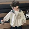 Chaqueta con Capucha de Patchwork a Cuadros de Primavera para Niños y Niñas, Cardigan Elegante de Patchwork con Bloques de Color, Ropa Versátil de Estilo Casual Deportivo