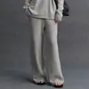 Cachemira Otoño e Invierno Nuevo Pantalón Grueso de Pierna Ancha Tejido Cintura Alta Drapeado Recto Casual Elegante Recto Largo hasta el Piso