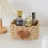 Cesta de Palha Artesanal para Armazenamento de Utensílios Domésticos, Sala de Estar, Suprimentos e Brinquedos, Caixa de Armazenamento, Cesta de Armazenamento de Cosméticos para Mesa, Fábrica de Origem