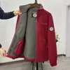 Casaco de Lã Acolchoado Norueguês Espesso Quente Camada Dupla de Algodão Casaco Jaqueta Grossa Gola Resistente ao Frio Múltiplos Bolsos Tamanho Grande