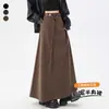 Toma real~ Falda de lana para mujer para otoño e invierno, diseño de línea A de cintura alta, adelgazante, elegante, con efecto de caída, falda larga con dobladillo amplio