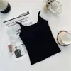 Camisola de color sólido para otoño e invierno con tirantes finos de tela cepillada, espalda hermosa y copas incorporadas, chaleco cálido push-up de copa fija para mujer