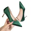 Tacones Altos de Mujer Stiletto 2026 Nuevo Estilo Punta Fina Verde Corte Bajo Zapatos Individuales Franceses Descuento por Compra al por Mayor