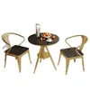 Mesa y Silla para Balcón de Patio Cafetería Tienda de Té con Leche Mesa Redonda Exterior Mesa Ajustable en Altura Silla Combinación