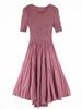 Miyake Verão Novo Vestido Plissado Feminino Feito à Mão Plissado Elegante Elegante Pulôver Gola Redonda Versátil Cintura Vestido Midi