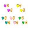 Pendientes de Plata de Ley s925 Transfronterizos con Aguja, Goteo Multicolor, Forma de Corazón, Estilo Ins para Mujer, Simples, Pequeños y Exquisitos, Pendientes Versátiles