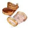 Pulsera Bicolor Retro de Acero de Titanio 18K para Mujer, Pulsera de Flor de Resina Estilo Palacio, Pulsera Fina de Lujo Ligero que No se Desvanece