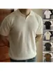 Camisa Polo, camisa de malha, camiseta de manga curta para homens, gola polo, decote V, texturizada, estilo old money, seda gelada, verão, atacado de fábrica transfronteiriço