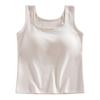 Otoño Nuevo Engrosado Cepillado Térmico Ropa Interior para Mujer Sujetador Integrado Chaleco de Hombro Ancho con Almohadilla en el Pecho Cuello de Encaje Ropa Exterior Invierno