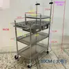 Carrito de Transmisión en Vivo de Acero Inoxidable para Influencers, Carrito de Puesto Móvil con Barandillas, Carrito de Herramientas de Almacenamiento Estable