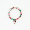 Joyería Transfronteriza Europea y Americana Navidad Pulsera de Cuentas de Arcilla Polimérica Suave Regalo Pulsera de Papá Noel Pulsera de Contraste de Color Festivo